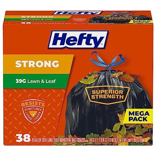 Hefty Strong Lawn & Leaf Trash Bags, 39 Gallon, 38 Count