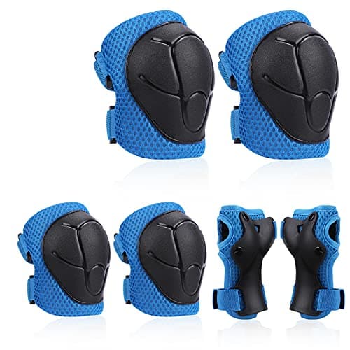 SAMIT Knee Pads for Kids 3-8 Years Boys Girls Protective Gear Set Toddler Knee and Elbow Pads with Wrist Guards 6 in 1 Safety Gear Set for Skating Cycling Bike Rollerblading Scooter Roller Skates