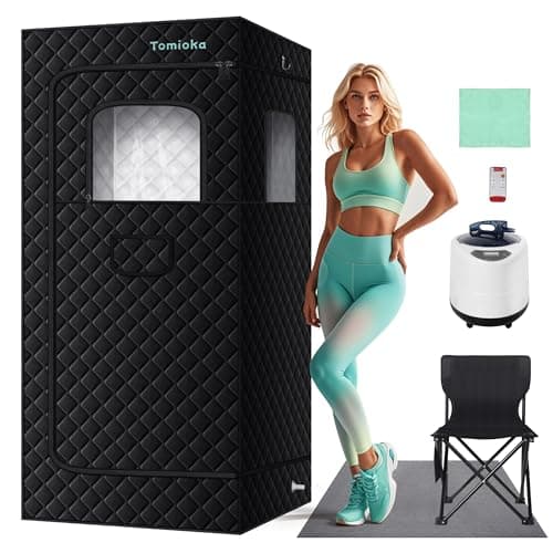 Sauna,Portable Sauna for Home,Sauna Box for Home with 3L 1500w Steamer,Remote Control, Foldable Chair,31.5'X31.5'X70.8' Sauna Tent (Black)