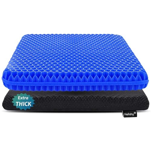 Gel Seat Cushion for Long Sitting, Extra Thick Gel Cushion for Wheelchair Soft Chair Pads Cushion for Office Home Chairs Car Seats Long Trips - Back Sciatica Hip Tailbone Pain Relief Cushion (Blue)