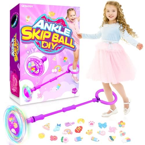 Getatoy Ankle Skip Ball for Kids: Toys for 4-8 Years Old Girls, Skip it Toy for Girls, Outdoor Toys Gifts for Girls Ages 8-12 6-8 Skipit 8 Year Old Girl Birthday Gift