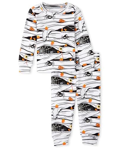 The Children's Place Unisex Baby and Toddler Halloween 2 Piece Snug Fit Cotton Pajama Set, Glow Mummy, 4T US