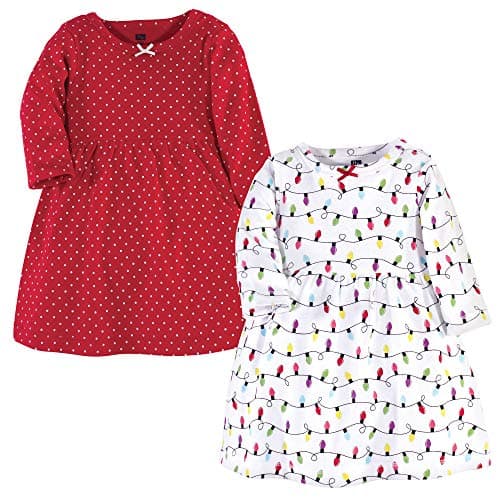 Hudson Baby Girl's Cotton Dresses, Christmas Lights, 2 Toddler