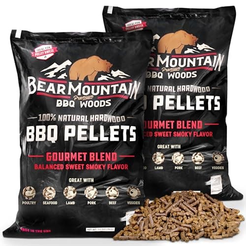 Bear Mountain 2-Pack Wood Pellets for Smoker, Grill & BBQ, 20 Lbs, Gourmet Blend - Premium Hardwood Barbecue Pellets for Indoor and Outdoor Grilling