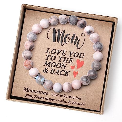 THEMEROL Valentines Day Gifts Her Gifts for Mom from Daughter Son Mothers Day Women Birthday Gifts Presents Moonstone Bracelet Best Mama Personalized Unique Handmade Christmas Stocking Easter Stuffers