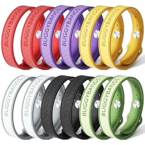 BuggyBands Mosquito Repellent Bracelets,12 Pack Silicone Mosquito Repellent Bands with DEET Free, Natural & Waterproof Bug Wristbands for Kids and Adults, Outdoor Traveling Protection