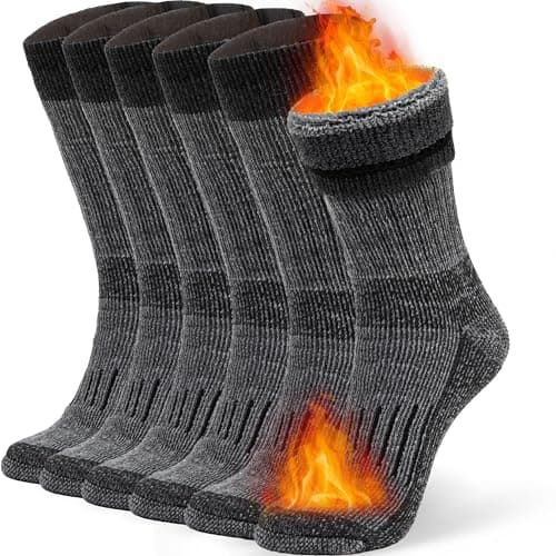 Alvada Warm Thermal Wool Socks for Winter Moisture Wicking and Breathable Cozy Boot Socks Charcoal ML