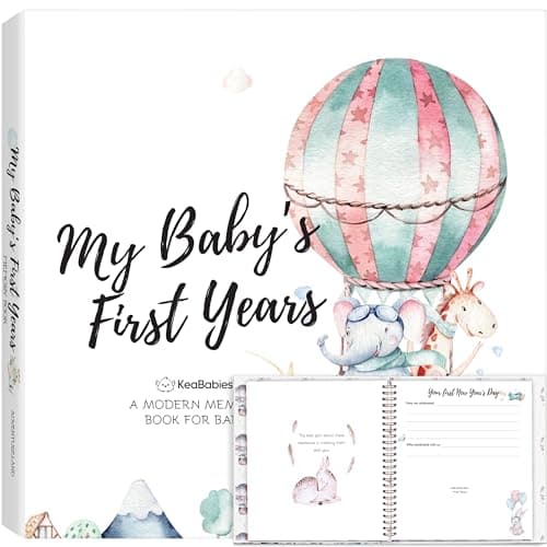 First 5 Years Baby Memory Book Girl, Boy - 90 Pages Hardcover First Year Milestone Keepsake Book, Newborn Scrapbook for New Parents, Minimalist Photo Album Journal, Gift for Baby Shower(AdventureLand)