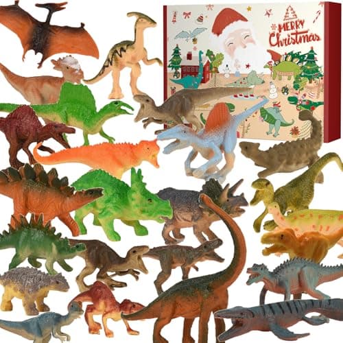 Advent Calendar 2024, Kids Dinosaur Countdown Advent Calendar, 24 Days Countdown Calendar to Christmas Surprise Toys Gift with Different Dino Figure, Ideal Xmas Gift for Boys Girls Teens 3 4 5 6 Years Old