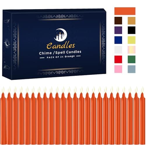 24 Pack Orange Spell Chime Candles – Premium Mini Unscented Taper Candles for Rituals, Prayer, Birthdays, Meditation, Altar, Spells, Chime Candles - 4 Inch Tall - Ideal for Witches