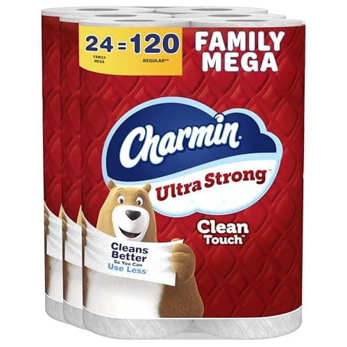 Charmin Ultra Strong Clean Touch Toilet Paper, 24 Family Mega Rolls = 120 Regular Rolls