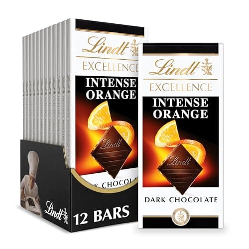 Lindt EXCELLENCE Intense Orange Dark Chocolate Bar, Chocolate Candy for Holidays, 3.5 oz. (12 Pack)