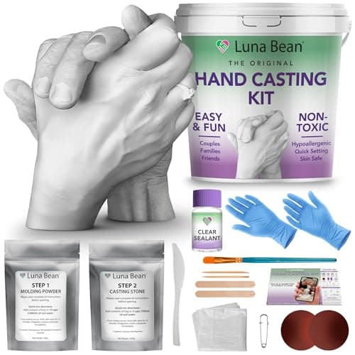Luna Bean Hand Casting Kit - Valentines Day Gifts for Her Wife Him Men Husband, Engagement Gifts for Couples Anniversary Wedding Bridal Shower, Mom Kids Valentine’s Girlfriend Boyfriend Hand Molding