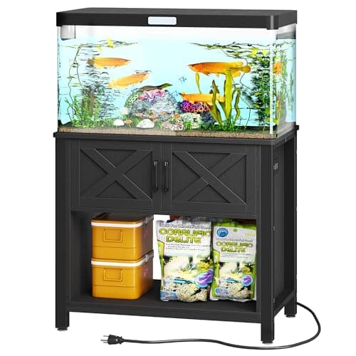 YITAHOME Heavy Duty 40-50 Gallon Aquarium Stand with Power Outlets, Cabinet for Fish Tank Accessories Storage - Metal Fish Tank Stand Suitable for Fish Tank, Turtle Tank, 660LBS Capacity, Black