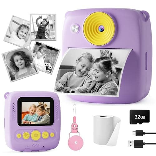 Kids Camera Instant Print - 1080P HD Instant Print Photo Digital Cameras for Kids - Christmas Birthday Gifts for Age 6 7 8 9 10 11 12 Year Old Girls, Portable Toys Camera (Purple)