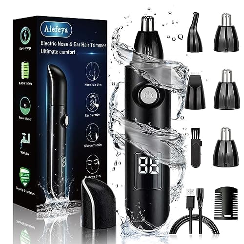 Aiefeya Nose Hair Trimmer for Men, 2024 Professional Painless Eyebrow&Facial&Nose Hair Trimmer for Men Women, IPX7 Waterproof, USB Rechargeable, Easy Cleaning, All-in-ONE Nose Hair Trimmer