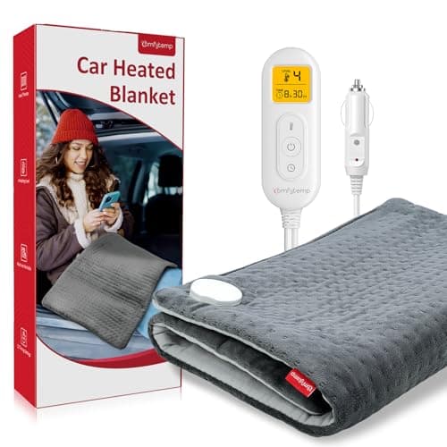 Comfytemp 12V/24V Car Electric Blanket for Back Pain Relief 17"x 33", 4 Heat Settings, 11 Auto-Off, Portable Mini Travel Blanket for Back Pain, Neck, Shoulders and Cramps Relief Washable