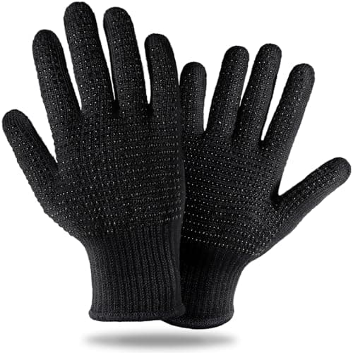 Teenitor Heat Resistant Glove With Silicone Bumps For Hair Iron Tool, Professional Heat Gloves For Heat Press, Heat Protectant Gloves For Hair Styling, Black
