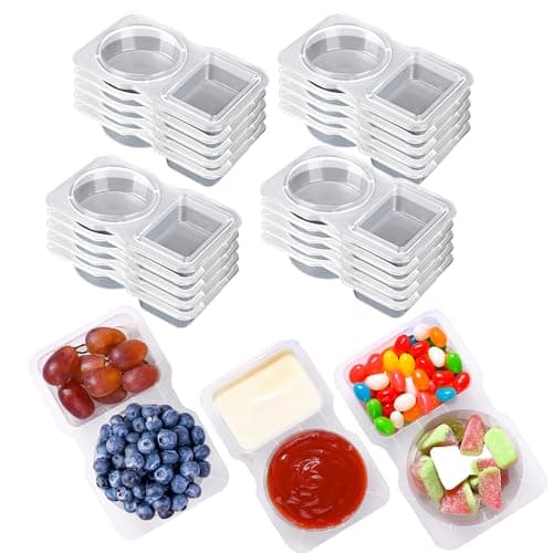 20PCS Double Compartment Condiment Container Reusable Snack Container 2 Condiment Containers With Lids Snack Pack Container Sauce Containers Condiment Containers With Used For Take-out Condiments