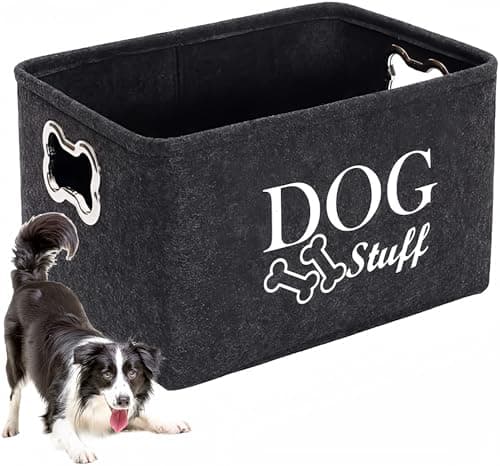wpetle Dog Toy Bin Box Basket Storage container，Pet Toy Basket Bin Box For Dog Toys，Dog Toy Baskets With Metal Handles