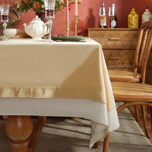 Homxi Rectangle Tableclothes 55 W x 70 L,Indoor Outdoor Tablecloth Yellow Solid Color Polyester Outdoor Table Cloth Cover