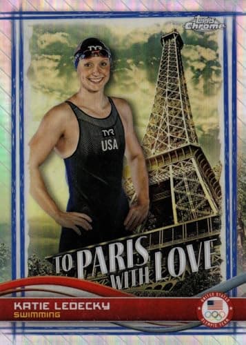 2024 Topps Chrome U.S. Olympics To Paris With Love #PL-1 Katie Ledecky Team USA Swimming Card