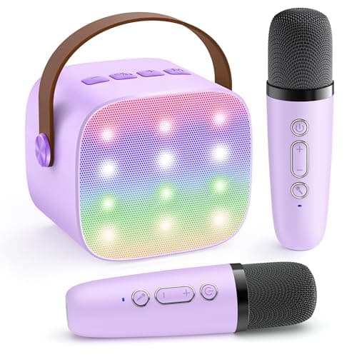 YLL Karaoke Machine for Kids, Portable Mini Speaker with 2 Wireless Microphones, TOP Kids Gifts for Girls Ages 3, 4, 5, 6, 7, 8, 9, 10, 11, 12 +Years Old, 4-12th Christmas Birthday Toy Party (Purple)