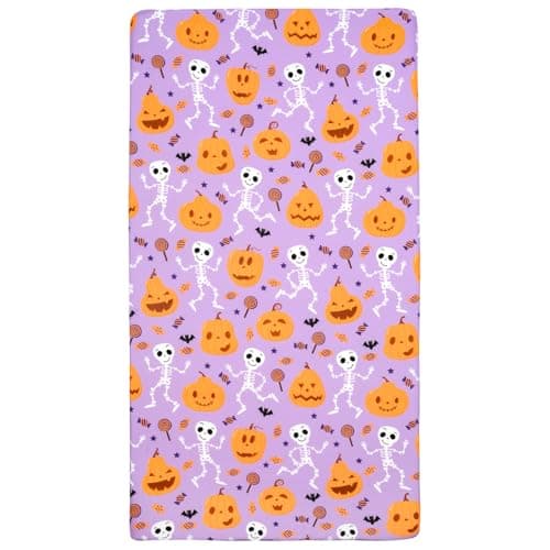 UOMNY Halloween Pumpkin Crib Sheet for Boys Girls Halloween Fitted Crib Sheets for Standard Crib 52 X 28 Inch Toddler Crib Mattresses Sheet