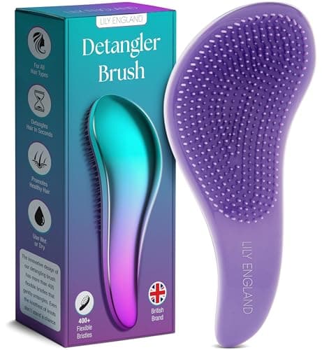 Lily England Detangler Hair Brush for Curly, Thick, Straight & Natural Hair - Gentle Detangling Brush for Women, Kids & Toddlers with Flexible Bristles - Smooth Hairbrush for Wet & Dry Hair, Ombre