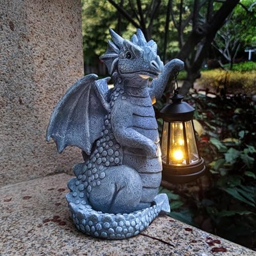 Yardancer Dragon Solar Outdoor Garden Statue - Dragon Outdoor Figurie Lights - Yard Decorative Outdoor Statue Suitable for Patio, Balcony, Patio Decoration - Specially Customized Gift for Mom