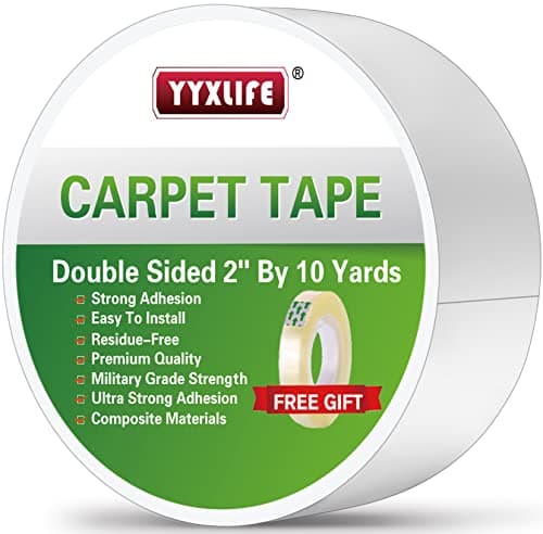 YYXLIFE Double Sided Removable Rug Tape - Carpet Adhesive for Hardwood Floors,Non Slip Anti Curling Floor Tape for Area Rugs,Mats,Carpets - No Residue Strong Hold for Tile, 2Inch x 10Yards,White