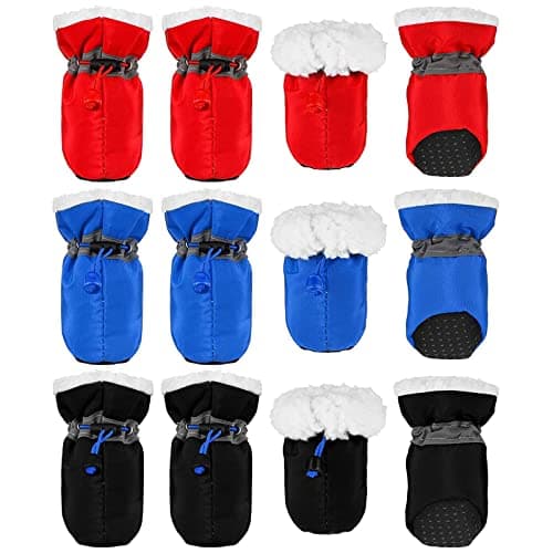 Weewooday 12 Pcs Dog Boots Adjustable Drawstring Puppy Boot Waterproof Anti Slip Dog Paw Protector Breathable Dog Boots with Soft Sole for Small Dog Puppy(Size 4)