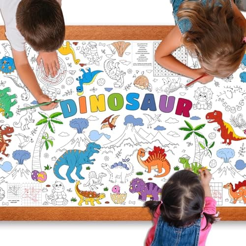 Dinosaur Giant Coloring Poster for Kids 30x72 Inch, Dinosaur Large Coloring Poster Tablecloth Books, Dinosaur Themed Color-in Activities Games for Kids School Classroom Home Party Supplies Decorations