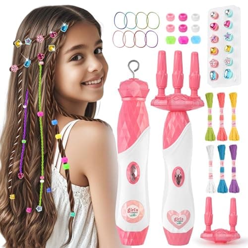 DIY Hair Salon Toys for Girls, Automatic Hair Braiding Machine & Rope Braider with Accessories, Kids Hair Styling Tool for Girls 3 4 5-12 Years Old