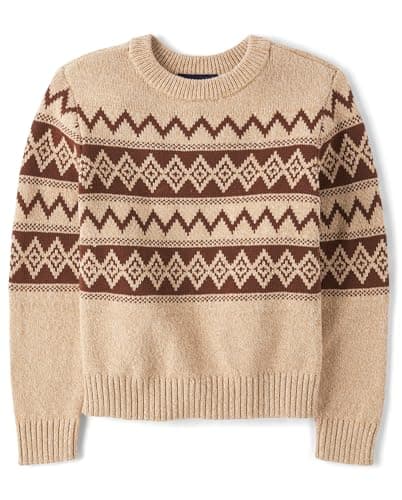 The Children's Place,Boys,Long Sleeve Crew Neck Pullover Sweater,Terra Fairisle,Medium