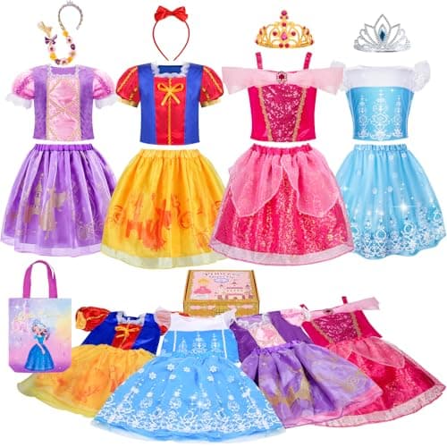 Meland Princess Dress Up for Girls - Dress Up Clothes for Girl Age 3-8 Year Old, Gift Idea for Birthday Christmas