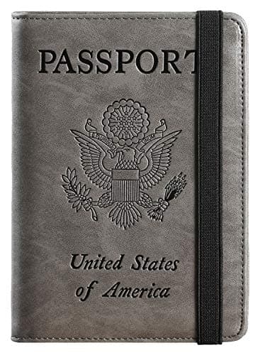 Passport Holder Cover Wallet Travel Essentials RFID Blocking Leather Card Case International Travel Must Haves Travel Accessories for Women Men(101#Coffee Grey)