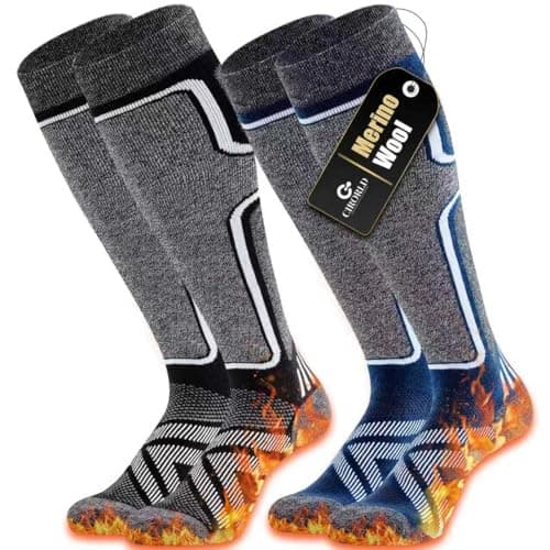 Best Ski Socks #4 from Cirorld Cirorld Merino Wool Ski Socks Women Men,2 Pairs Knee High Winter Warm Skiing Socks Performance Thermal Snowboarding Socks