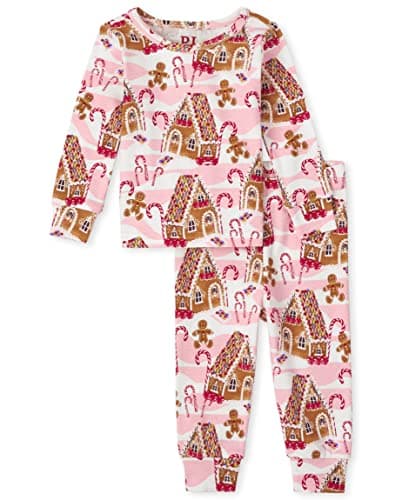 The Children's Place Baby Toddler 2 Piece and Kids, Sibling Matching, Holiday Pajama Sets, Cotton, Gingerbread House, 5T