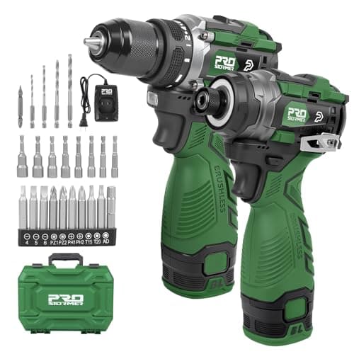 Prostormer Cordless Drill and Impact Driver Set, 17V Brushless Power Tool Kit Included 3/8” Drill & 1/4” Impact Driver with 2 Batteries, Charger, 23pcs Bits and Tool Case