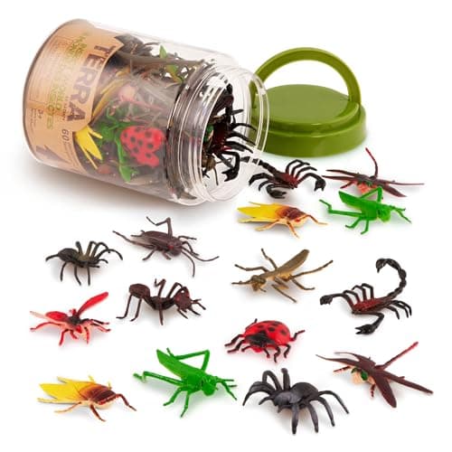 Terra by Battat – Toy Bugs & Insects Tube – 60 Mini Figures in 12 Realistic Designs – Toy Ants, Scorpions, Dragonflies & More – Creepy Crawlies in Storage Tube – Insect World – 3 Years +