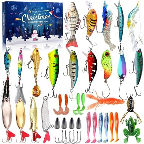 SHGIUOAX 2024 Advent Calendar Fishing Countdown, 24 Day Fishing Lures Set Christmas Surprises, Gift for Fishing Lover Adult Men Boy Teen Father Anglers husband, Suitable for Freshwater