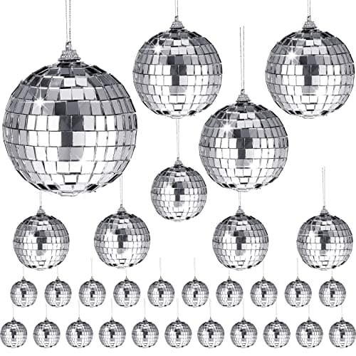 30 Pcs Disco Ball Hanging Disco Ball Mini Disco Ball Mirror Disco Balls Ornaments Reflective Disco Ball Decorations for Wedding Party Cake Decor(2.36/1.57/1.18/0.79 Inches)