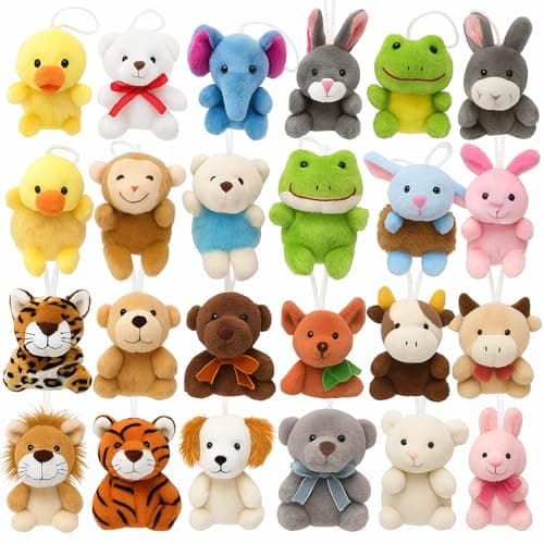 Yaliuliu Mini Stuffed Animals Bulk – 24 Pack Tiny Plushies Keychain for Kids, Small Animal Plush Toys for Classroom Rewards, Birthday Party Favors, Claw Machine, Easter, Halloween & Christmas Gifts