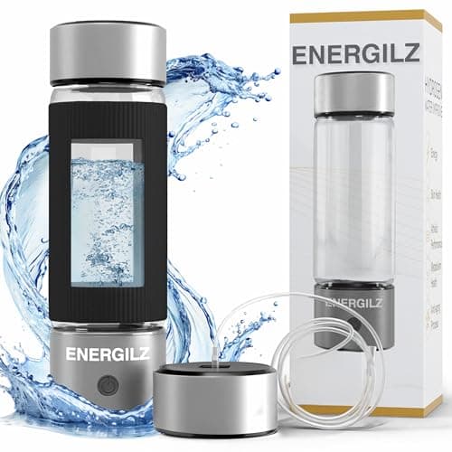 ENERGILZ Hydrogen Water Bottle – 3000PPB Hydrogen Ionizer Water Bottle, Silicone Protection, SPE & PEM Hydrogen Water Generator, 16oz Inhalable Hydrogenated Water Bottle for Home, Office, Travel