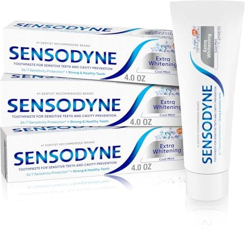 Sensodyne Extra Whitening Sensitive Teeth and Cavity Prevention Whitening Toothpaste, Amazon Exclusive, Cool Mint -4 Ounces (Pack of 3)