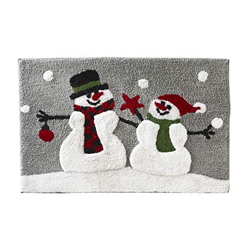 SKL Home Christmas Woodland Winter Snowman Rug for Bath/Kitchen & Gift, Multi