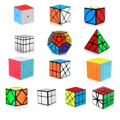 Speed Cubes, [13Pack] Speed Cube Set - Megaminx Mirror Pyramid Fluctuation Angle Wheel Square King Puzzle Cube Collection Speed Cube Bundles for Kids& Adults