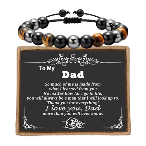 Sereney To My Dad Bracelet from Daughter as Valentines Day Gifts for Dad from Daughter Son, Handmade Adjustable Beaded Bracelet Daddy as Birthday Dad Gift