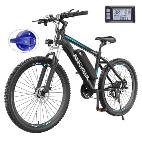 ANCHEER Electric Bike for Adults with 500W Motor[Peak 750W], 48V 499Wh Ebike, Up to 55 Miles, 3H Fast Charge, 26'' Gladiator Electric Mountain Bike, LCD Display, 21Speed, 22MPH Adults Electric Bicycle